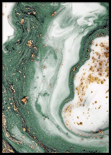 Green and Gold Swirl Plakat i gruppen Plakater / Kunstplakater hos Desenio AB (13157)