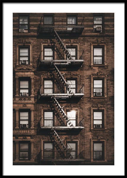 New York Fire Escape Plakat i gruppen Plakater / Fotokunst hos Desenio AB (14904)
