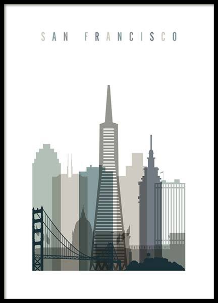 San Francisco Skyline Plakat i gruppen Plakater / Grafisk  hos Desenio AB (2349)