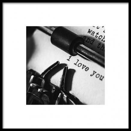 I Love You Typewriter Plakat i gruppen Plakater / Sort-hvid hos Desenio AB (3334)