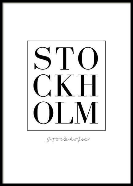 Stockholm plakat og poster, svensk design, som passer til en sort-hvid indretnin