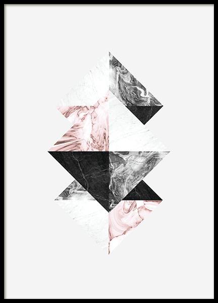 Grafiske posters i grå og hvid marmor. Flotte grafiske plakater. 