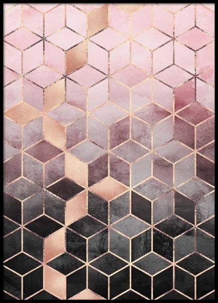 Pink Grey Gradient Cubes Plakat i gruppen Plakater / Kunstplakater hos Desenio AB (pre0016)