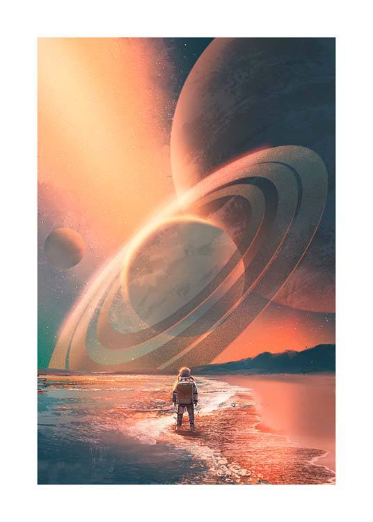 Planets In Sky Plakat / Plakater til børneværelset hos Desenio AB (10119)