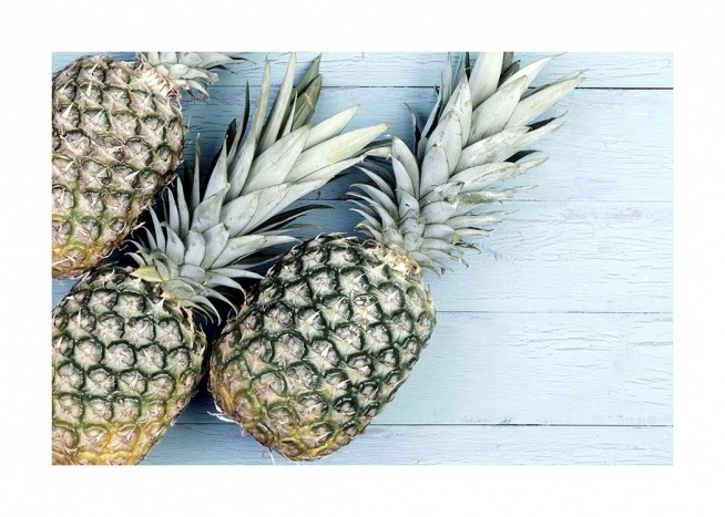 Pineapples on Wood Plakat
