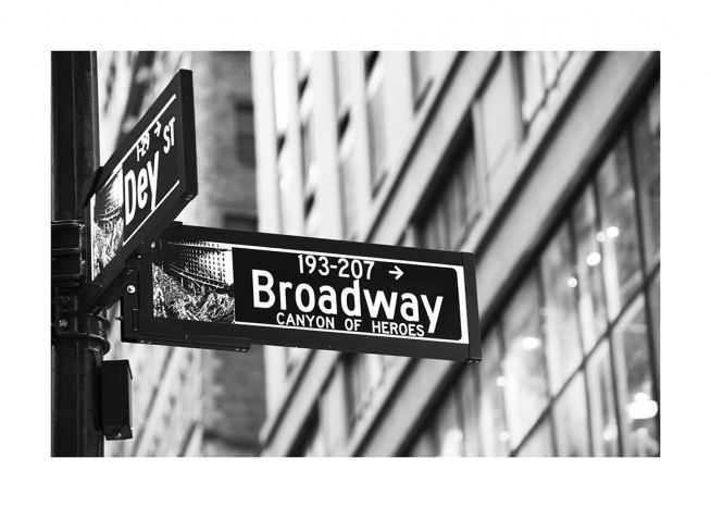 Broadway Sign Plakat / Sort-hvid hos Desenio AB (11311)