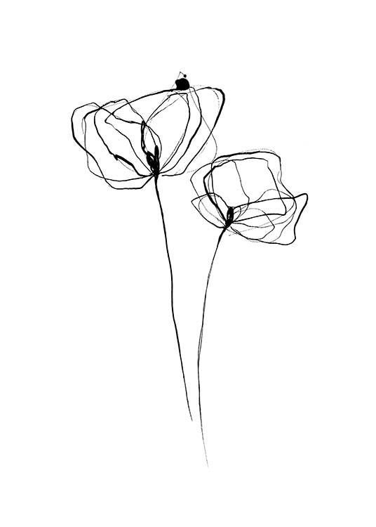 Line Flower No3 Plakat / Sort-hvid hos Desenio AB (11767)