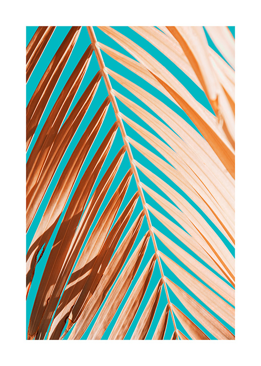 Palm Leaf Against Blue Sky Plakat / Fotokunst hos Desenio AB (12414)