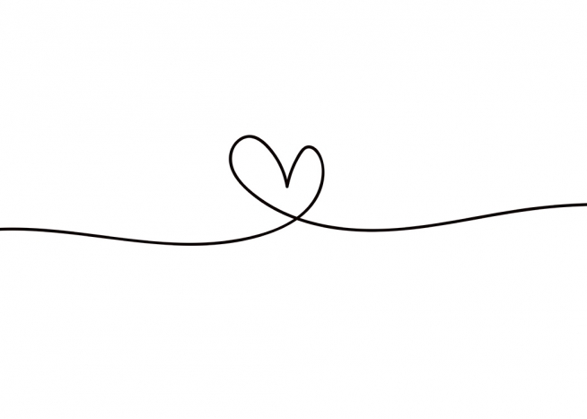  – Illustration i sort-hvid med et hjerte med streger, der strækker sig ud mod siderne