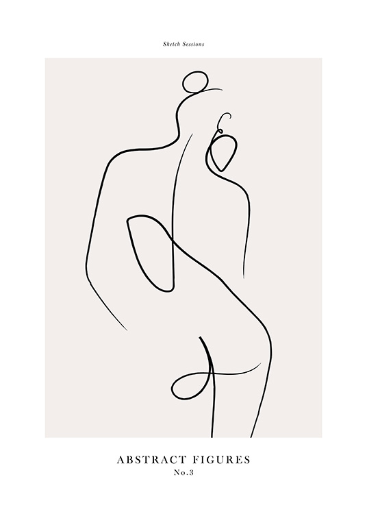  – Illustration, der forestiller en nøgen kvinde set bagfra, tegnet i line art-stil på en beige baggrund