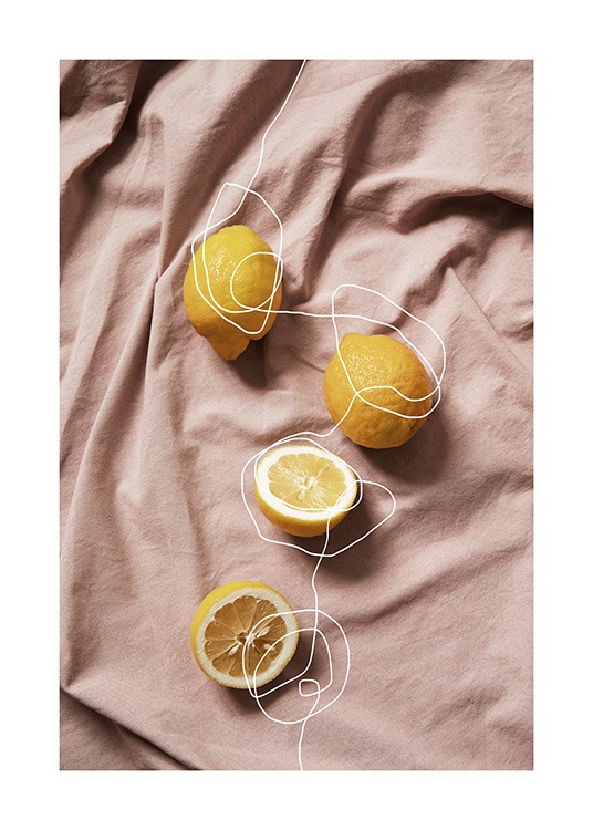 Lemons on Linen Plakat / Køkkenplakater hos Desenio AB (12814)