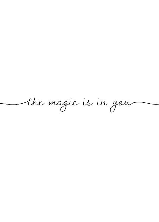  - Håndskrevet sort tekst – The magic is in you – på hvid baggrund