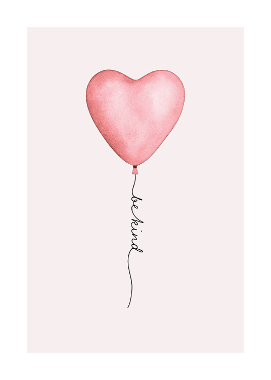  - Illustration med en lyserød hjerteformet ballon på grå baggrund 