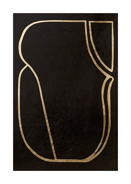  - Abstrakt plakat med mørk baggrund og guldfarvede streger i abstrakte former