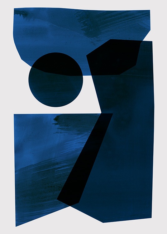  – Grafisk abstrakt illustration med store figurer i mørkeblåt på en lys beige baggrund