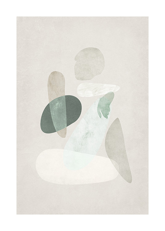  – Abstrakt akvarel med en krop dannet af figurer i grøn og beige