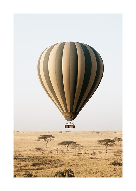  – Foto af en stribet luftballon over en savanne