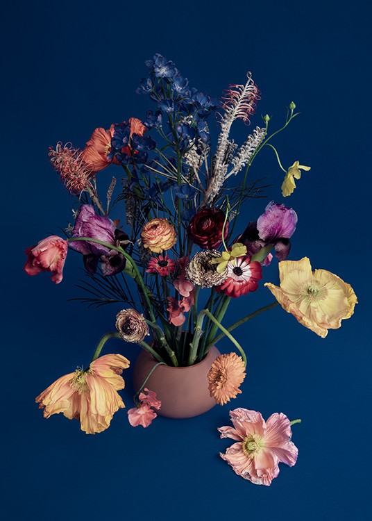 Blue Still Life with Flowers No1 Plakat