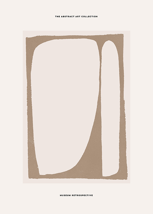  – Grafisk illustration med to figurer i beige på en brun og beige baggrund og tekst foroven og forneden