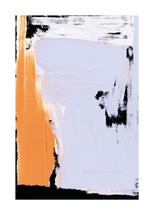  – Illustration med abstrakt mønster i orange, lilla, sort og hvid