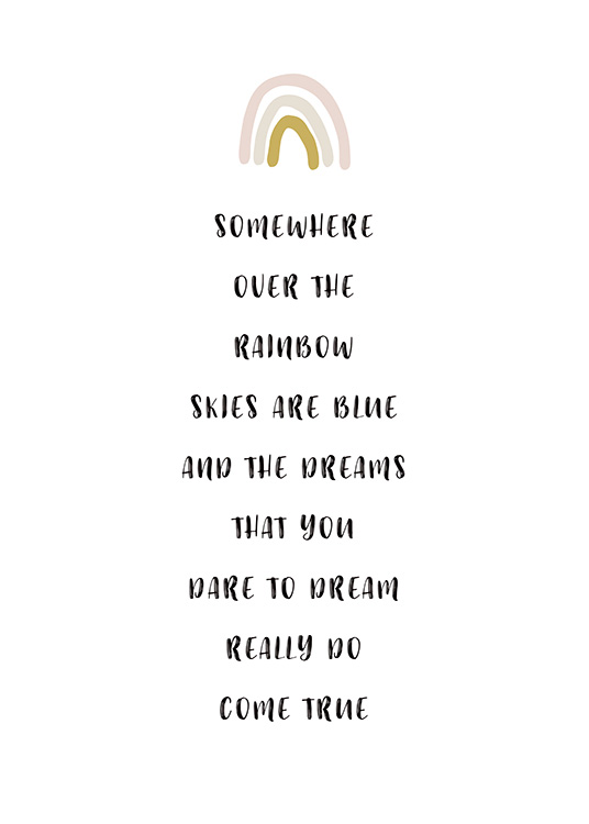  – Plakat med tekst i form af et citat om drømme og en regnbue ovenover