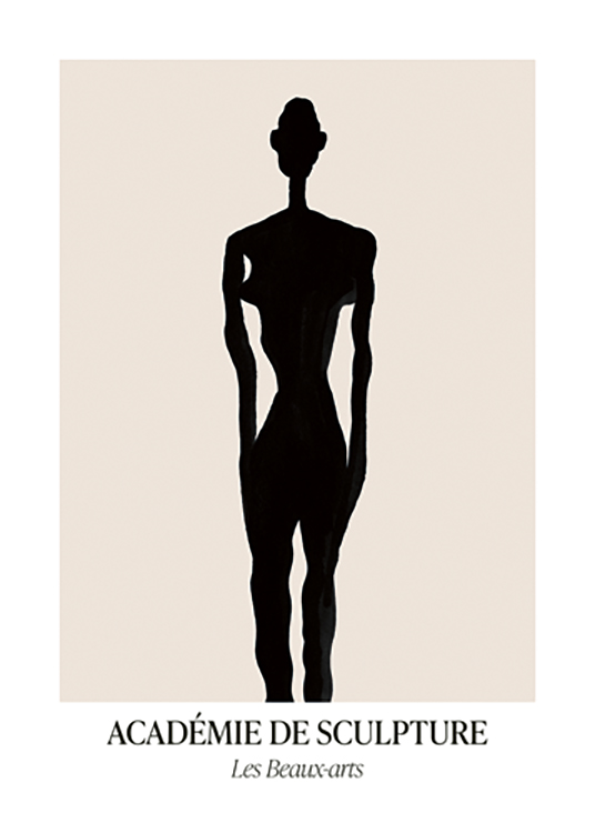  – Grafisk illustration af en silhuet af en krop i sort på en beige baggrund og med tekst nedenunder