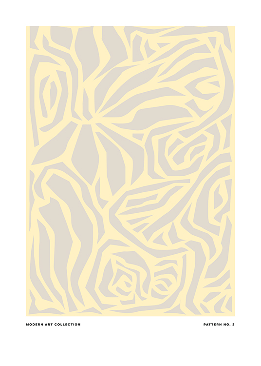 – Grafisk illustration med et abstrakt mønster i lysegråt og gult