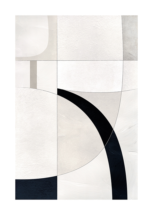  – Illustration med grå, beige og sorte abstrakte figurer med en struktureffekt