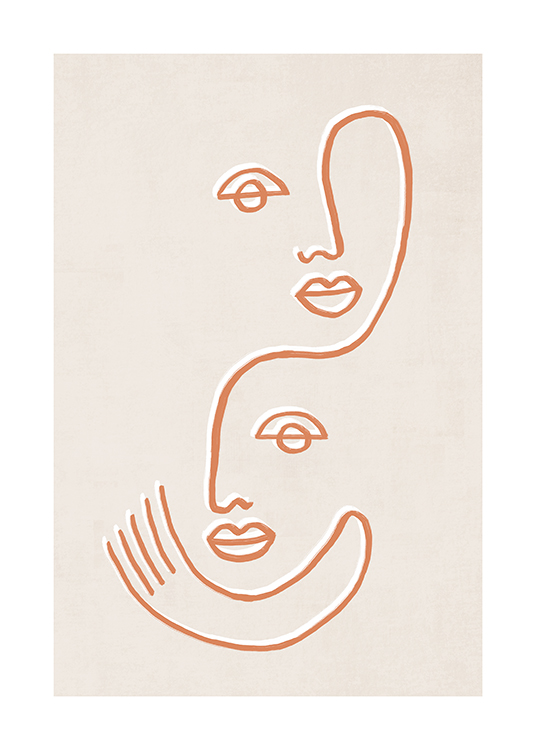  – En line art-plakat med to ansigter