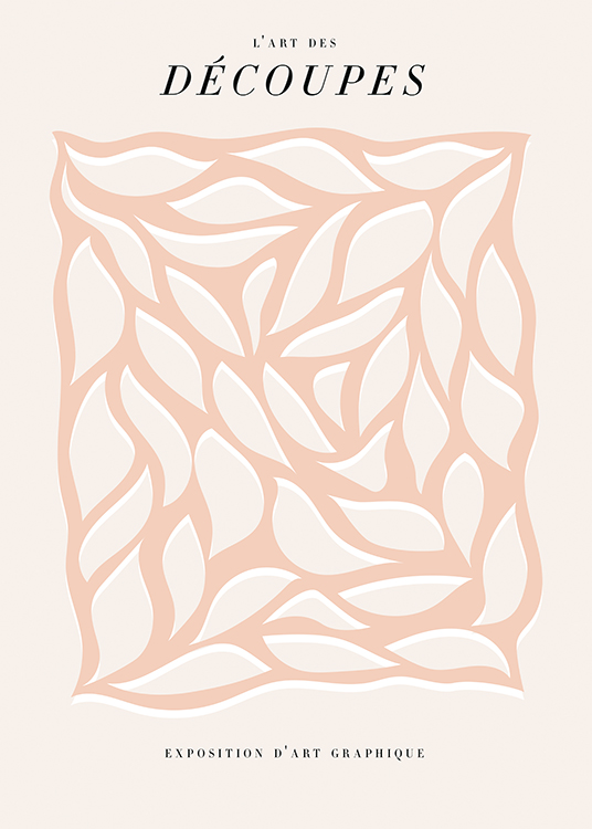  – Grafisk illustration med et abstrakt mønster i lyserødt og hvidt på en baggrund i sart lyserød/beige