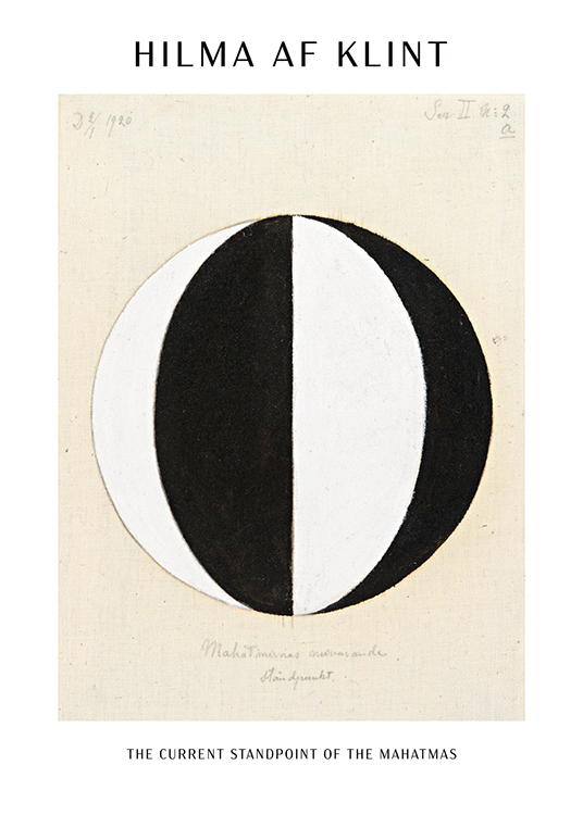 – Maleri med en sort og hvid cirkel på en beige baggrund