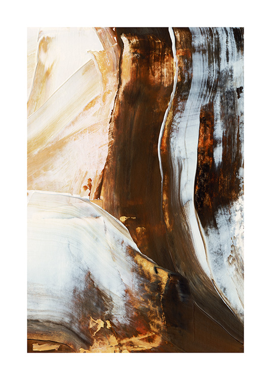  – Abstrakt maleri, der oprindeligt er malet med brun, lysegrå og beige akrylmaling