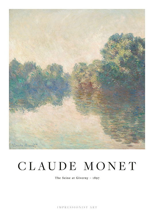 –- Maleri af Seinen og træer ved siden af floden malet af Monet