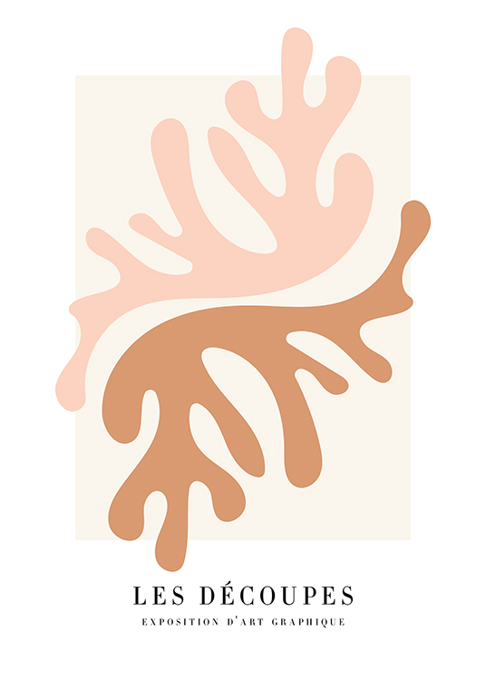 – Grafisk illustration med en lyserød og en beige koral på en lys baggrund