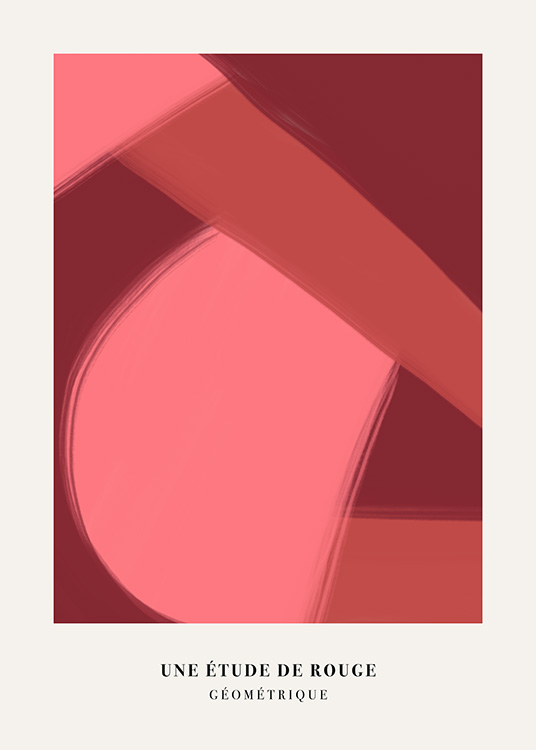 – En abstrakt plakat med forskellige pink farver i form af brede streger og figurer