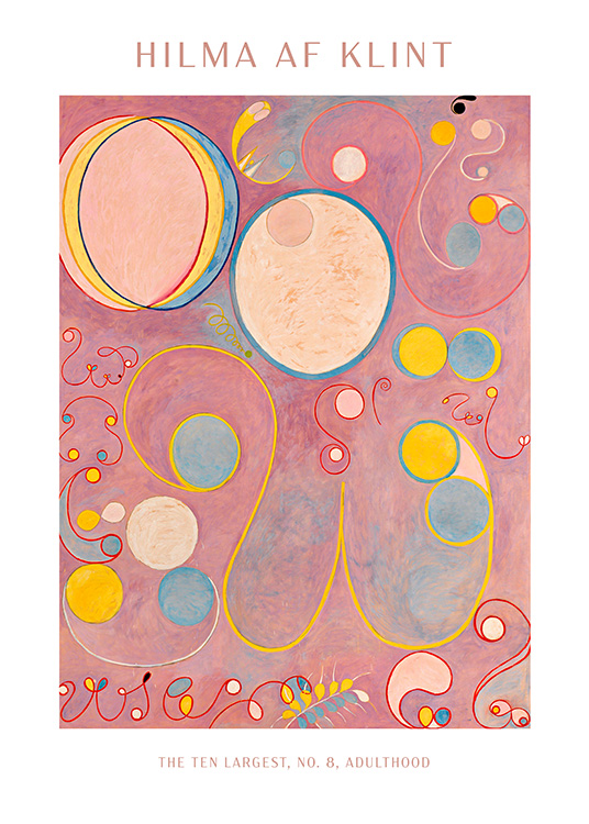 – Hilma Af Klint – The Ten Largest, No. 8, Adulthood er en fantastisk pink abstrakt plakat af kunstneren Hilma Af Klint