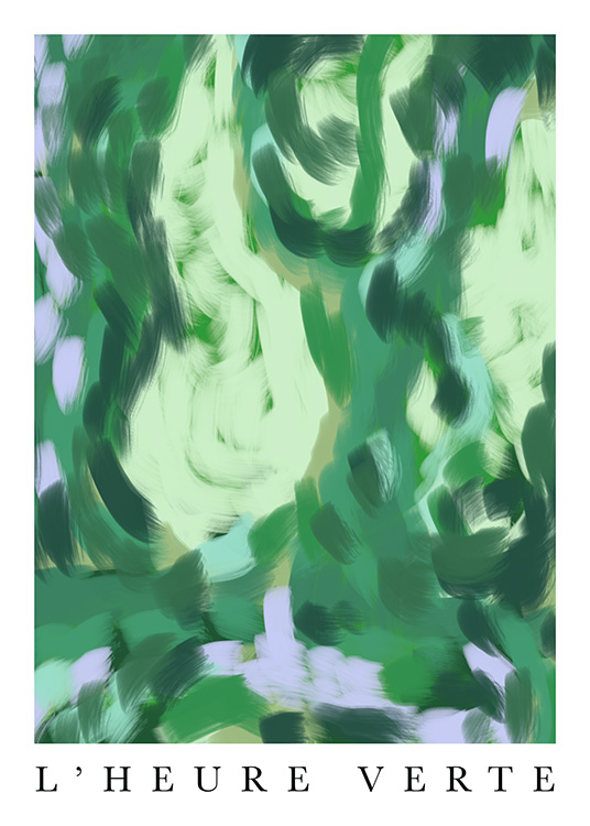 – Abstrakt kunstplakat i grøn og lilla