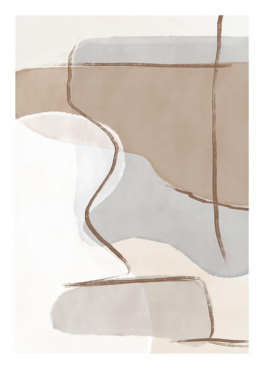– Abstrakt kunstplakat i brun/beige