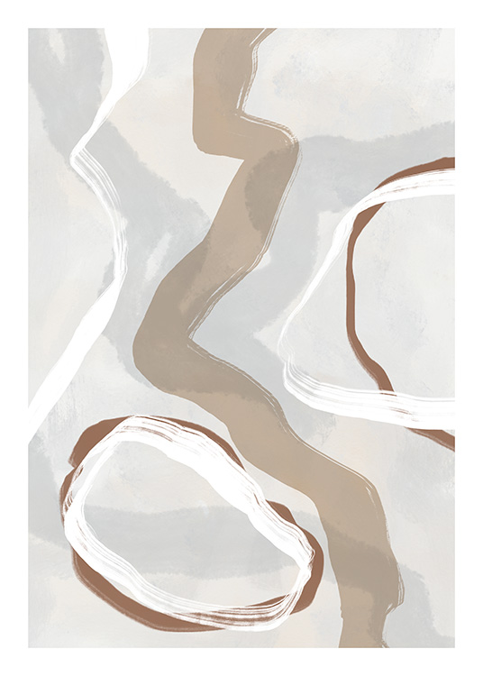 – Brun/beige abstrakt kunstplakat