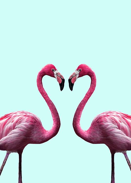 Flamingo Heart Plakat