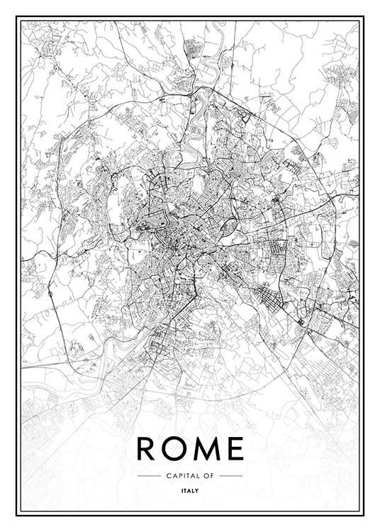 Rome Map Plakat / Sort-hvid hos Desenio AB (2048)