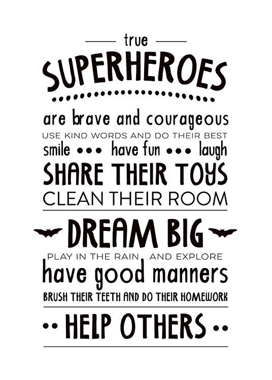 Rules Of A Superhero Plakat / Børneplakater hos Desenio AB (2263)