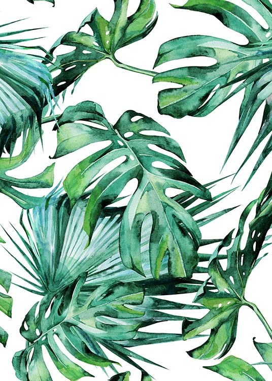 Tropical Leaves Pattern Plakat / Kunstplakater hos Desenio AB (2287)