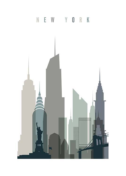 New York Skyline Plakat / Kort & byer hos Desenio AB (2351)
