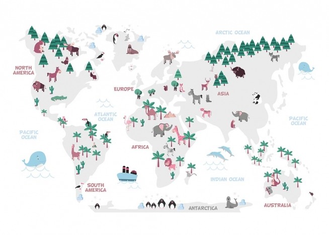 World Map Pastel Plakat
