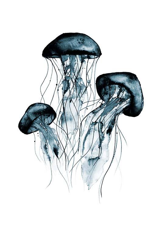 Jellyfish Watercolor Plakat / Insekter & Dyr hos Desenio AB (2920)