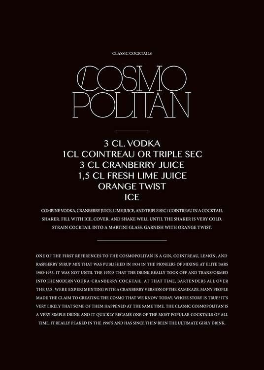 Classic Cosmopolitan Plakat