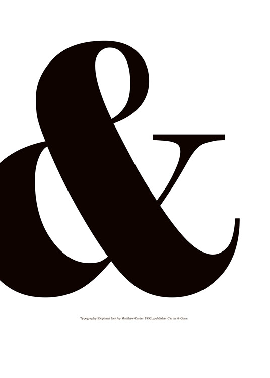  – Sort-hvid typografiplakat med et stort &-tegn og tekst nedenunder