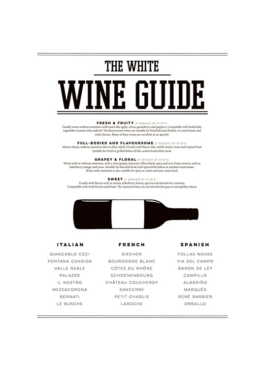 White Wine Guide, Plakat  / Køkkenplakater hos Desenio AB (7803)