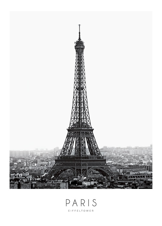 Eiffel Tower, Plakat / Sort-hvid hos Desenio AB (7824)